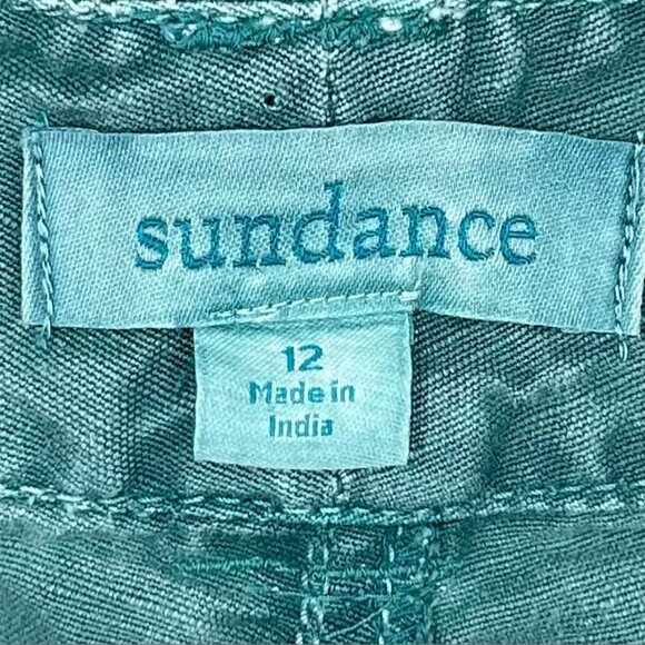 Sundance Turquoise Linen Cotton Lace Accent Shorts Size 12 - Picture 3 of 8